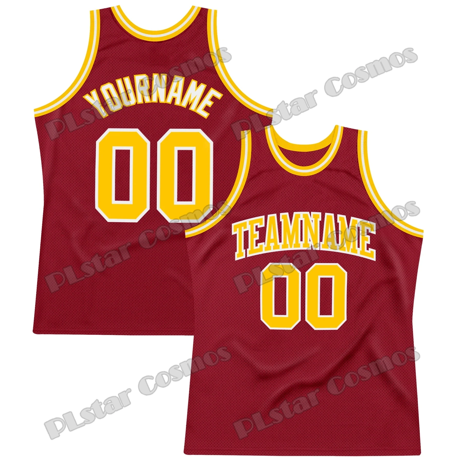 Custom Name & Number Maroon Gold-White 3D Printed Men's Throwback Basketball Jersey Youth Summer Sport Basketball Vest LBX10