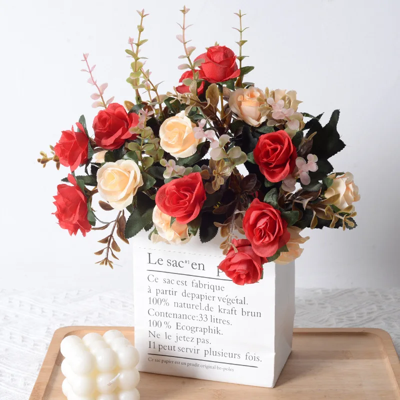 1Pc Seide Rose Künstliche Blumen Hochzeit Home Festival Dekoration Braut Bouquet Handwerk Sammelalbum Kranz Fotografie Requisiten Diy Box