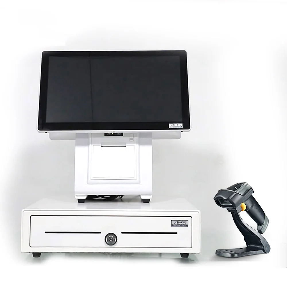 ATV&UTVWholesale ABS All-in-one Professional Touch Metal White Barber Shop POS System Cash Register Supermarket Intel Quad-core