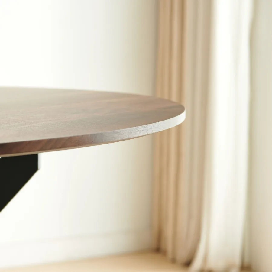 42,1-дюймовый стол черного и ДЕРЕВОГО ЦВЕТА, обеденный стол середины века для 4-6 человек с круглой столешницей из МДФ, пьедестал, торцевой столик для обеденного стола