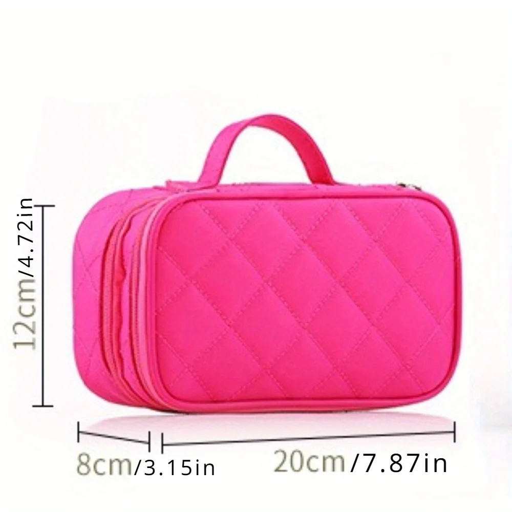 1pc cosmetic bag portable large capacity double layer nylon waterproof portable cosmetic storage bag travel cosmetic bag