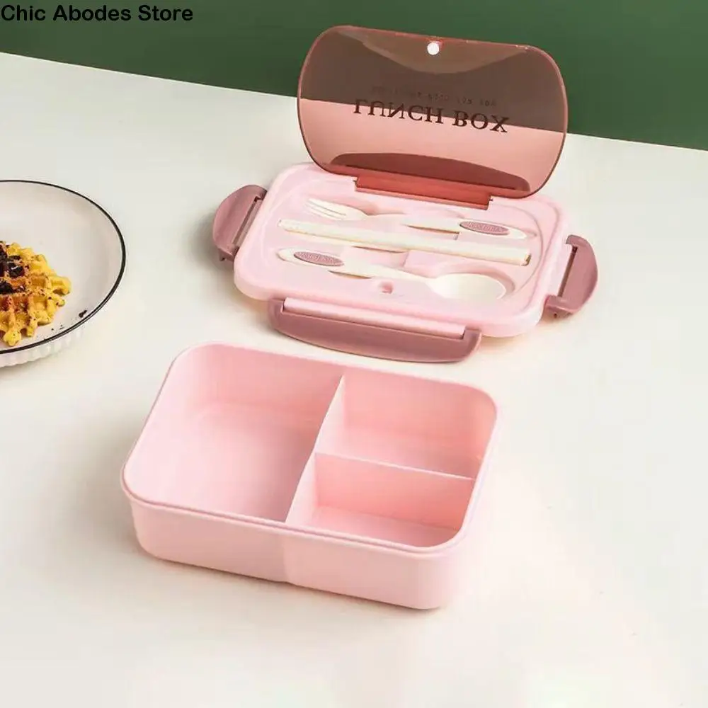 

Durable With Cutlery Student Lunch Box Leakproof Microwaveable Food Storage Container Rectangular 1200ml Picnic Box Camping