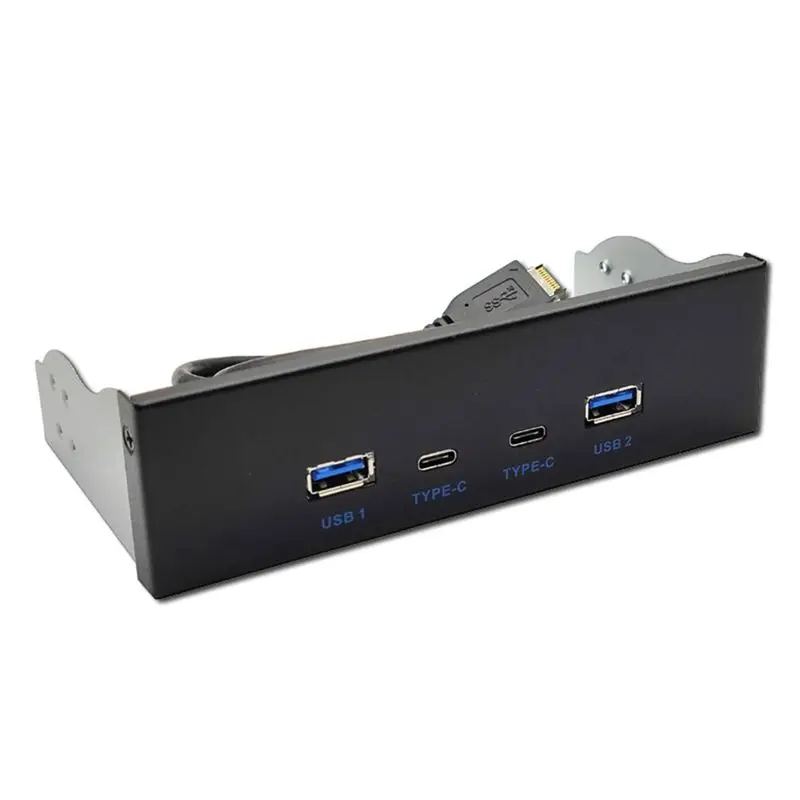 Ingenious-USB3.2 TYPE-C 10Gbps Optical Drive Panel 2X USB GEN2+2X TYPE-C 3.5-Inch 5.25-Inch HUB 19PIN To C-Port Front Back Plug