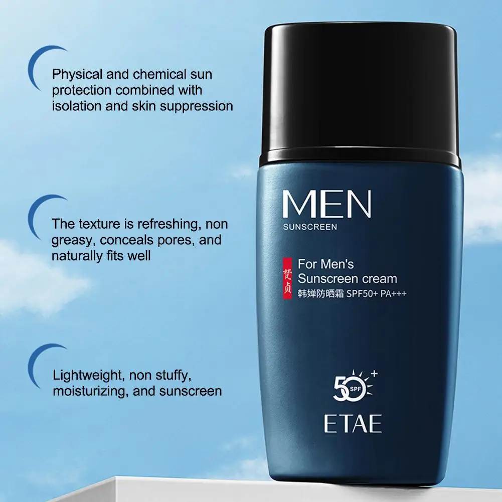 SPF 50+ Men Sunscreen Sun Block Moisturizing Protector For Face & Body Care UV Protection Cream Lubricating Solar Blocker