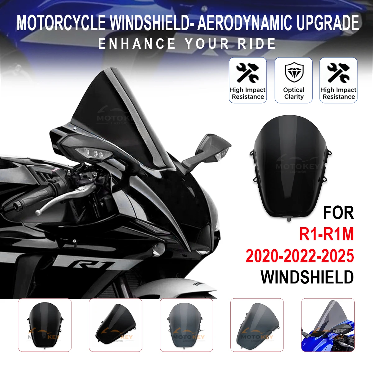 

For Yamaha YZF-R1 2020-2024 Windshield Case Fairing Motorcycle Wind Deflector Headlight Cover Spoiler Shelter