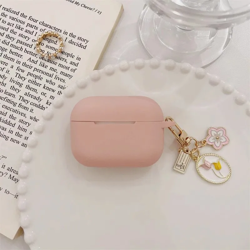 Apple Airpods Pro 2,ピンクのシリコンペンダントケース,1, 2, 3, 4ヘッドセット用のヴィンテージスタイルのチューリップケース