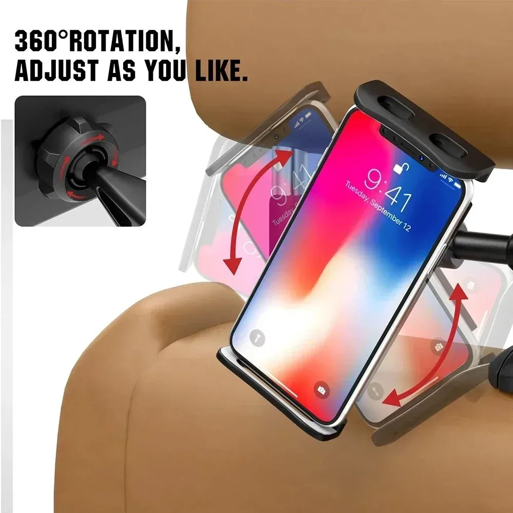 Universeller Auto-Kopfstützenhalter für Handys und Tablets 4-11", Vollständig Verstellbar mit 360° ° Drehbar, passend für iPad Air und ähnliche Geräte. – Detail 9