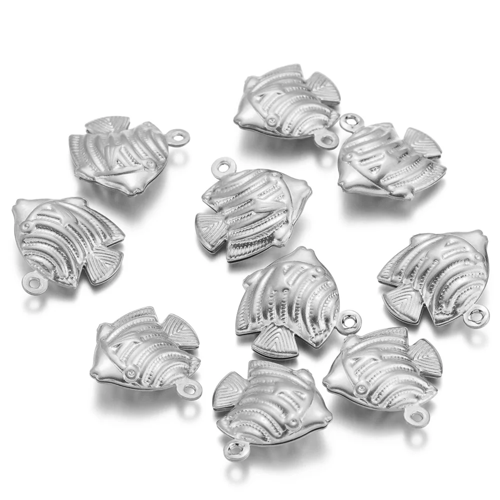 Wholesale 20pcs/lot Stainless Steel Gold Color Fish Charms Pendants for DIY Jewelry Making Bracelet Necklace Findings