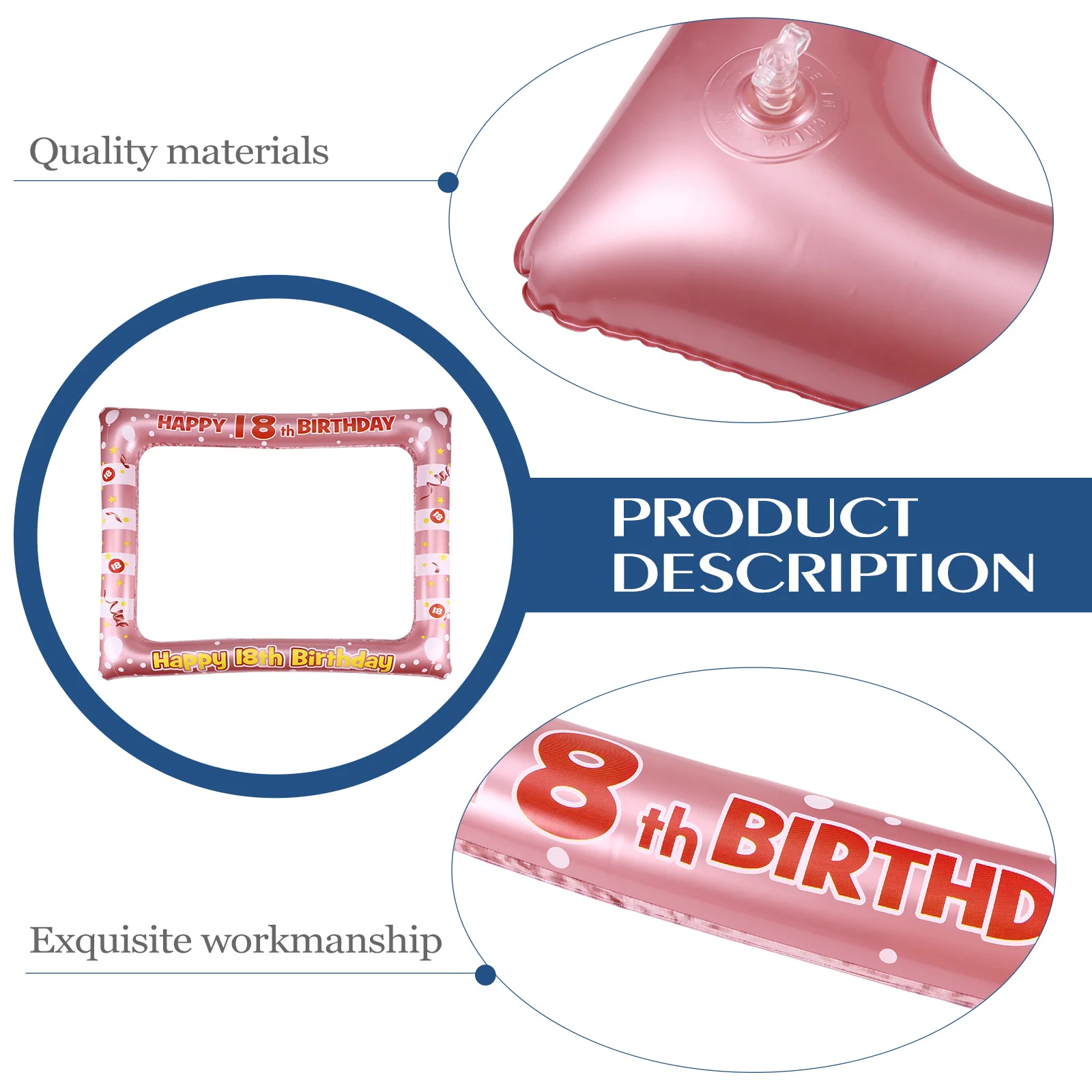 

1 Pc Inflatable Birthday Photo Frame Selfie Prop for Party 18th Celebration Plastic Picture Accessory Personality Decor