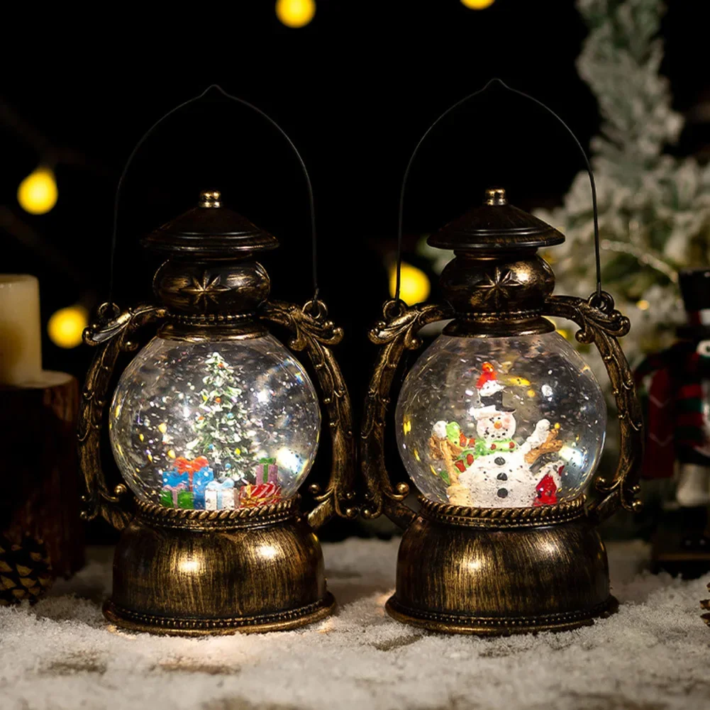 

Snow Globe Lantern Music Box Christmas Snow Globe Lantern LED Light Up With Snowman Ornament Christmas Tree Decoration