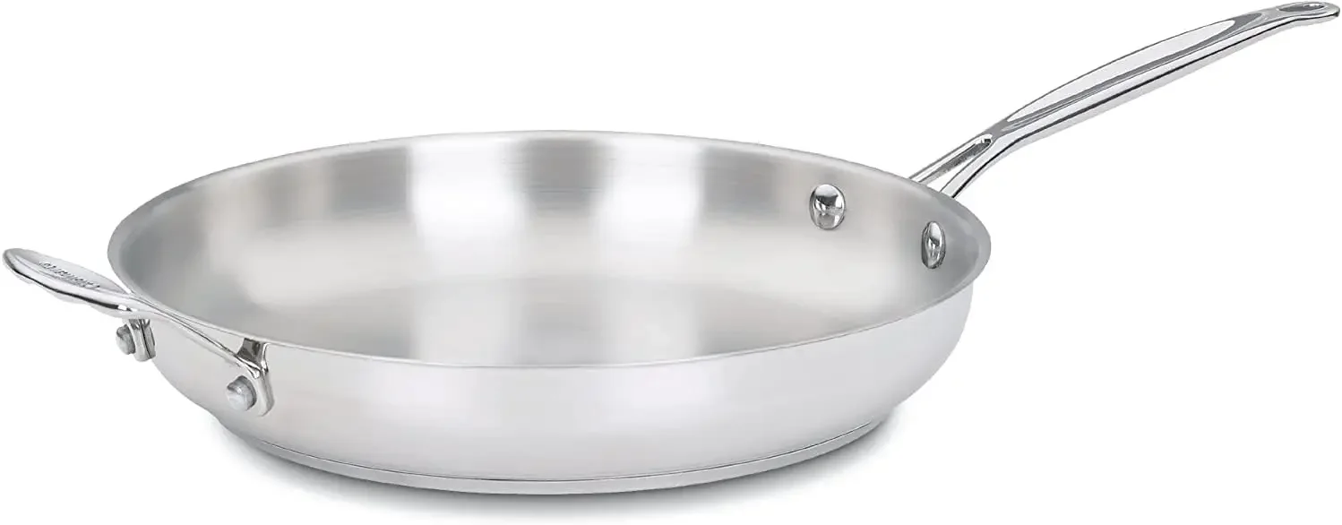 

12-Inch Stainless Steel Open Skillet with Helper Handle, Chef's Classic Design for Easy Cooking