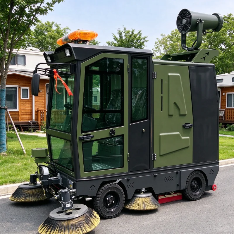 Industrial Outdoor Floor Sweeper Machine Rechargeable Battery Sweeping Equipment for Factory Yard, Concrete Open Area Cleaning