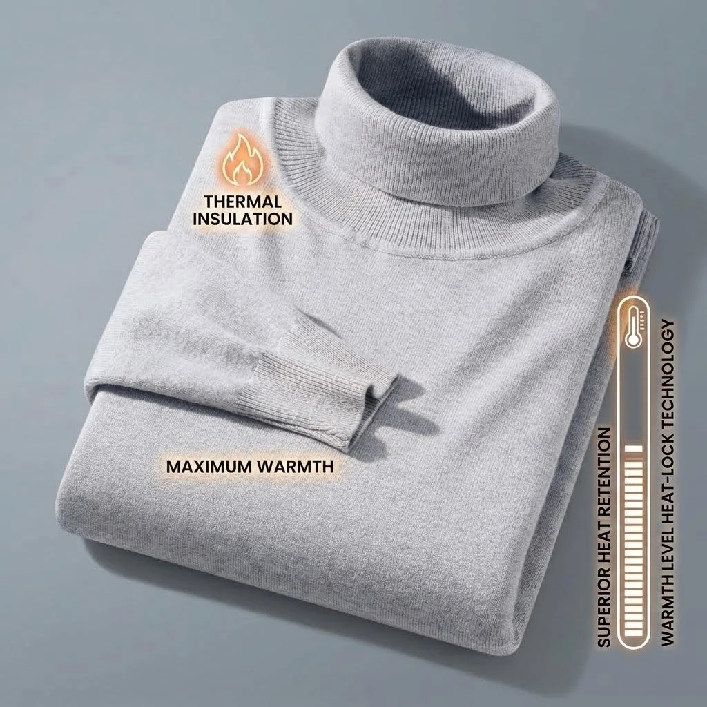 Herren Warmer Rollkragenpullover Einfarbiger Anti-Pilling Strickpullover Klassischer Herbst Hochwertiger Gestrickter Trendiger Herren Winter Streetwear – Detail 12