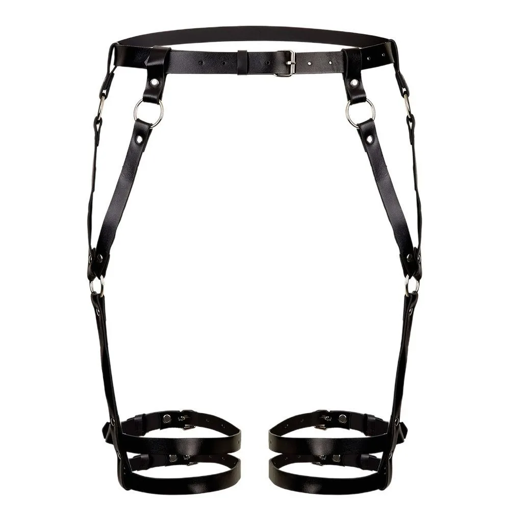 

Punk PU Leather Harness Waist Belt Punk Waistband Hollow Belt for Pants Strap Buckle Gothic Body Harness Belt Dress Decoration