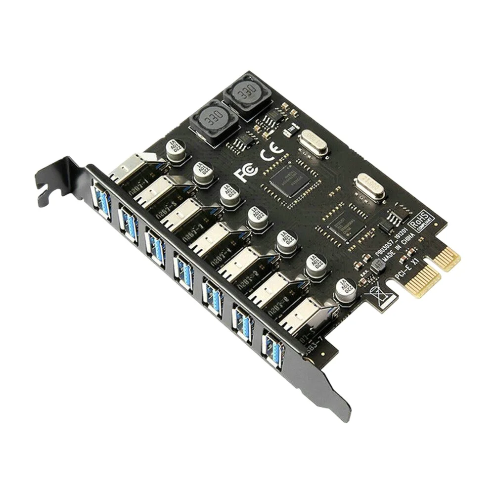 PCIE to USB3.0 adapter card 7-port PCI-E desktop computer expansion card, free external power supply NEC chip