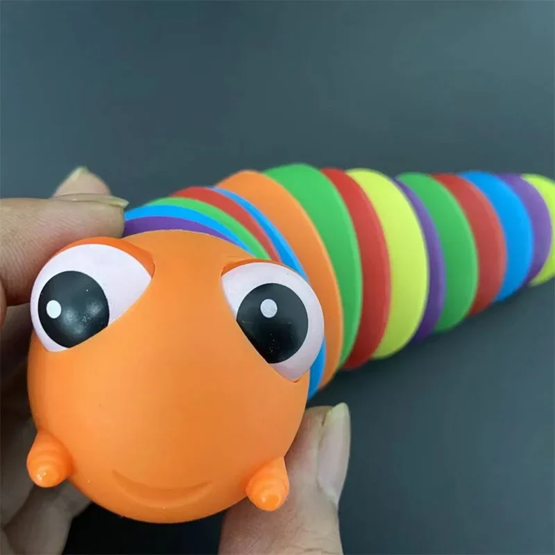 Funny Fidget Slug Toy Release Stress Fat Brain Finger Slug Kids Articulated Flexible Caterpillar Twist Worm Gags Jokes Adults