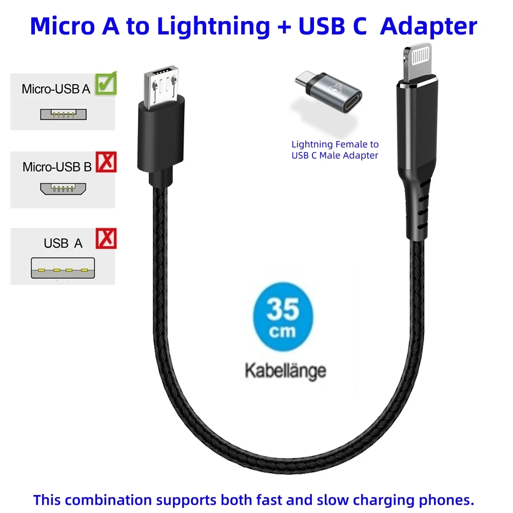 Cavo corto da micro A USB a USB-C per smartphone a Bosch Display E-Bike Direzione di ricarica dal display al smartphone OTG