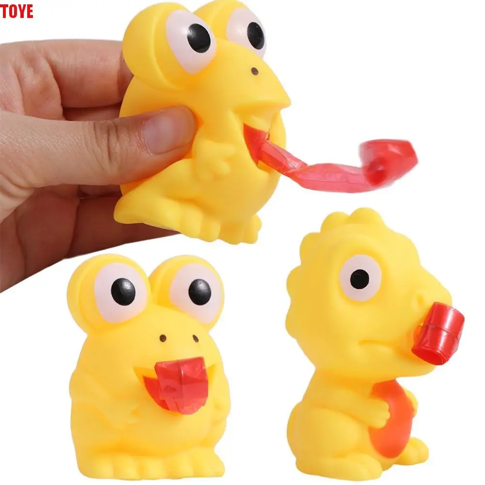 Frog Shape Dinosaur Sticking Tongue Squeeze Toy Rebound Ball Dinosaur Frog Tongue Sticking Out Animal Anti-stress