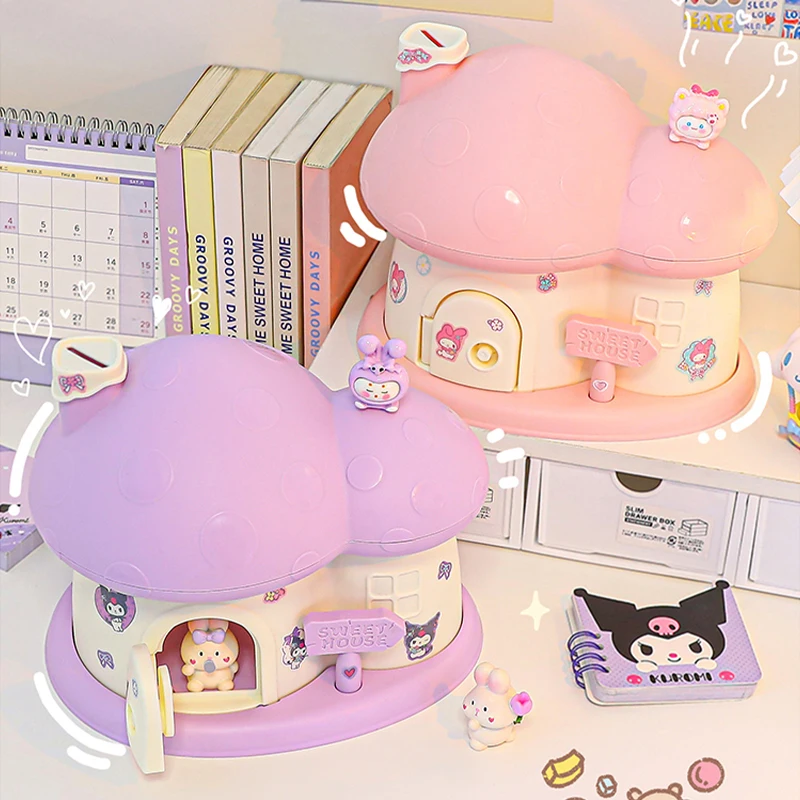 

Sanrio Kawaii My Melody Children Piggy Bank Kuromi Anime Cartoon Creative Toy Gift Depositable and Removable House Piggy Banks