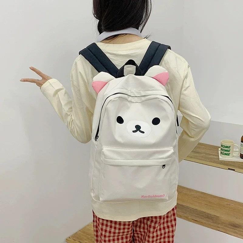 ミニソー 大容量 かわいいクマ柄 リュックサック 学生 レジャー 旅行バッグ 女の子 ホリデーギフト - 収納バッグ ホーム＆ガーデン