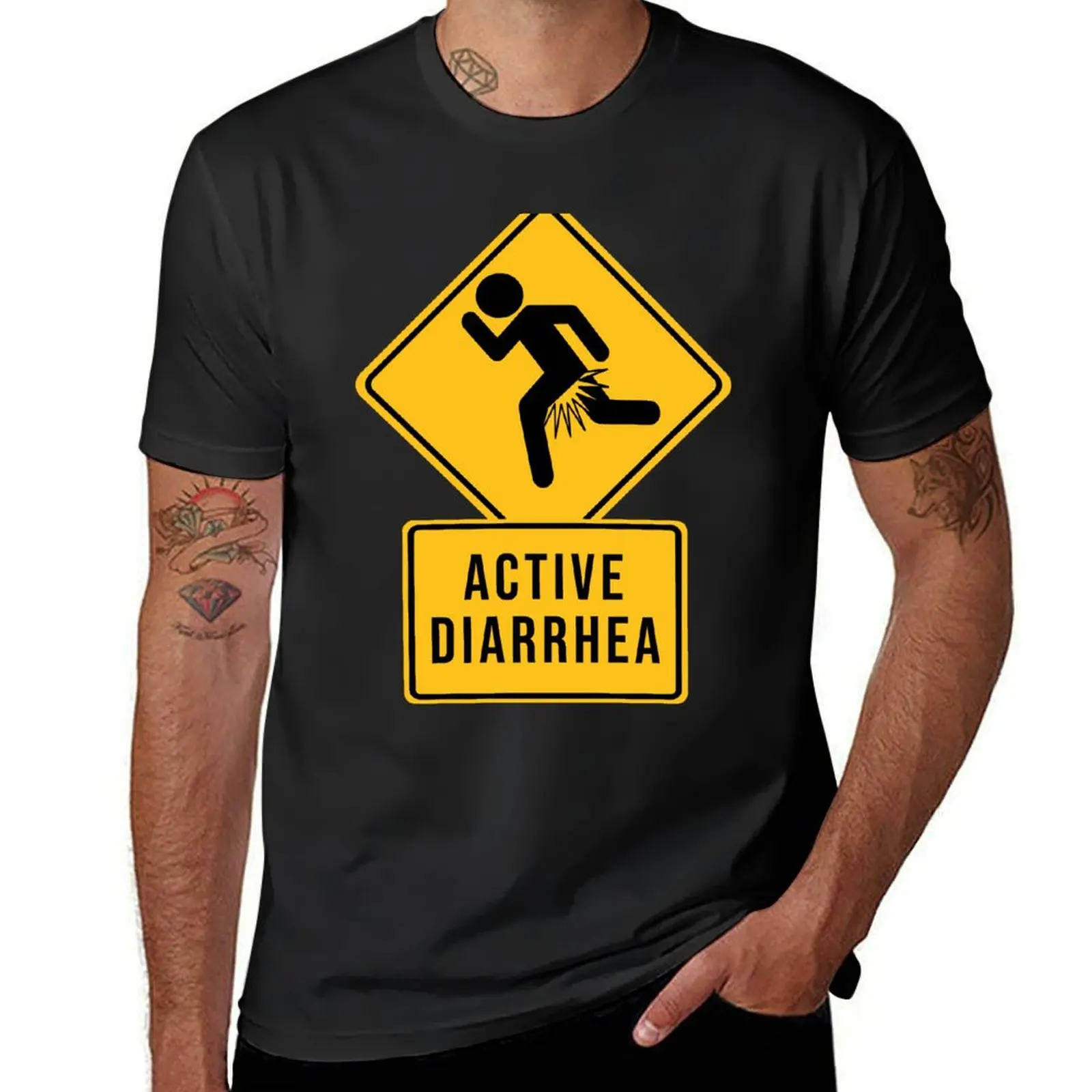 Active Diarrhea Road Sign T-Shirt oversizeds new edition men graphic t shirts