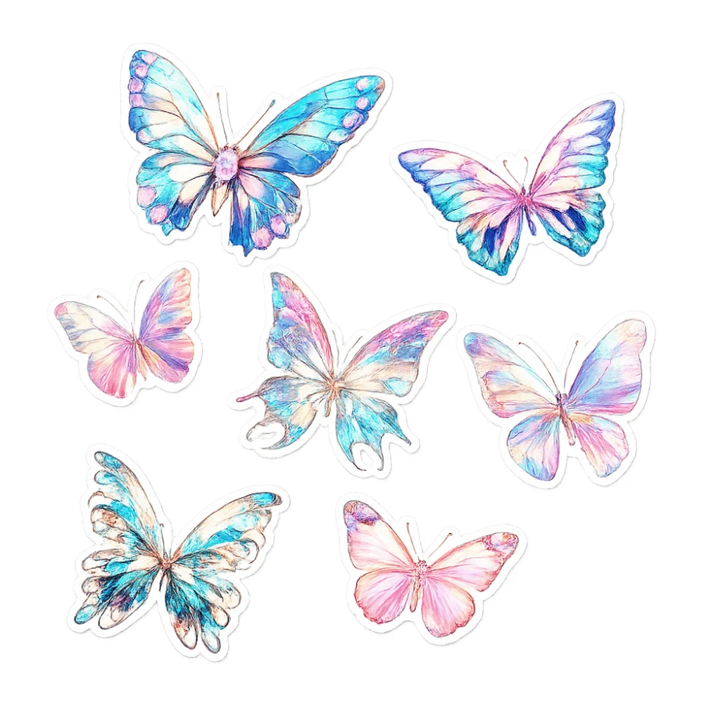 Multicolor Colorful Gem Butterfly Sticker Static PVC Butterfly Glass Stickers Light-transmitting Double Sides