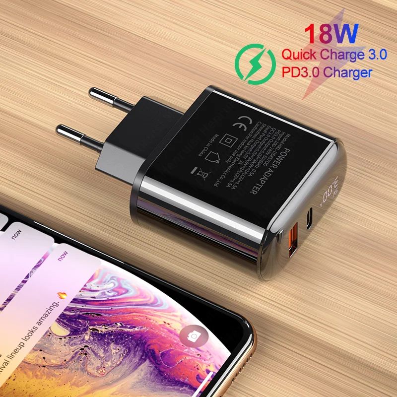 18W USB C Charger PD Type C Fast Charging Power Adapter Quick Charge 3.0 Portable Mobile Phone Charger For iPhone Xiaomi Huawei