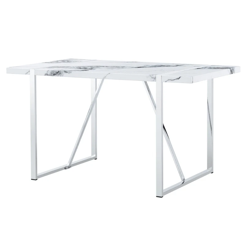 

Elegant White Home Dining Table Modern Multi Functional Dining Table Easy Assembly Dining Table Rectangle Home Furniture