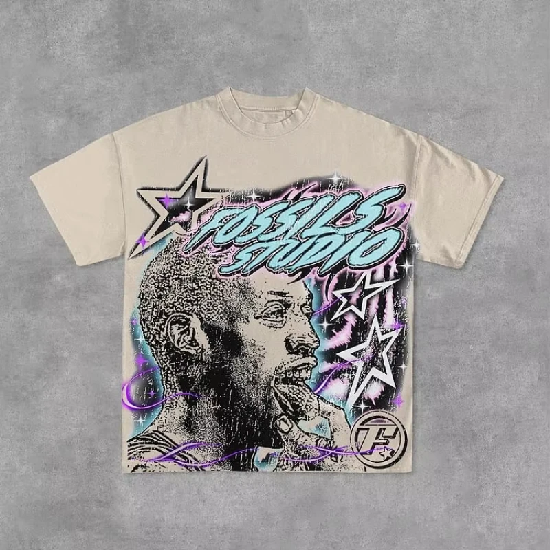 Camiseta de manga corta blanca de algodón con gráfico de leyenda de baloncesto Vintage para hombre Y2K, camiseta de manga corta de gran tamaño, ropa de calle, Tops para mujer
