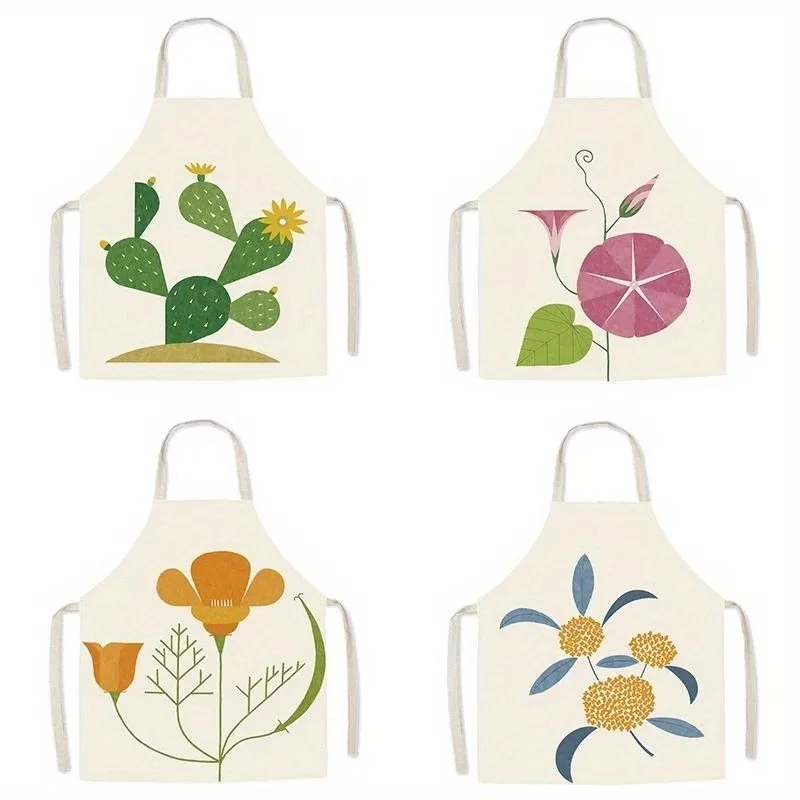Cute Botanical Pattern Aprons: Playful Kitchen Cooking Aprons for Home Baking & Daily Cooking