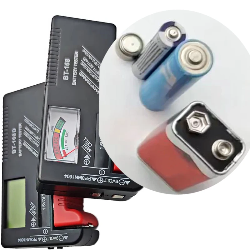 

Digital Battery Capacity Check Detector BT-168 BT-168D LCD Display Tester for AA AAA C D 9V 1.5V Button Cell Batteries
