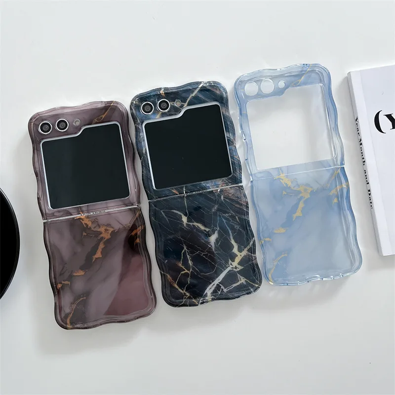 

Simple Marble Pattern Phone Case for Samsung Galaxy Z Flip 6 5 4 3 Protective Back Cover for ZFlip4 ZFlip5 ZFlip6 Case Shell