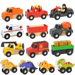 Tren magnético de madera para niños, juguete de locomotora, Ferrocarril de madera, accesorios de coche, juguetes para niños, regalos, modelo de pistas Biro de madera