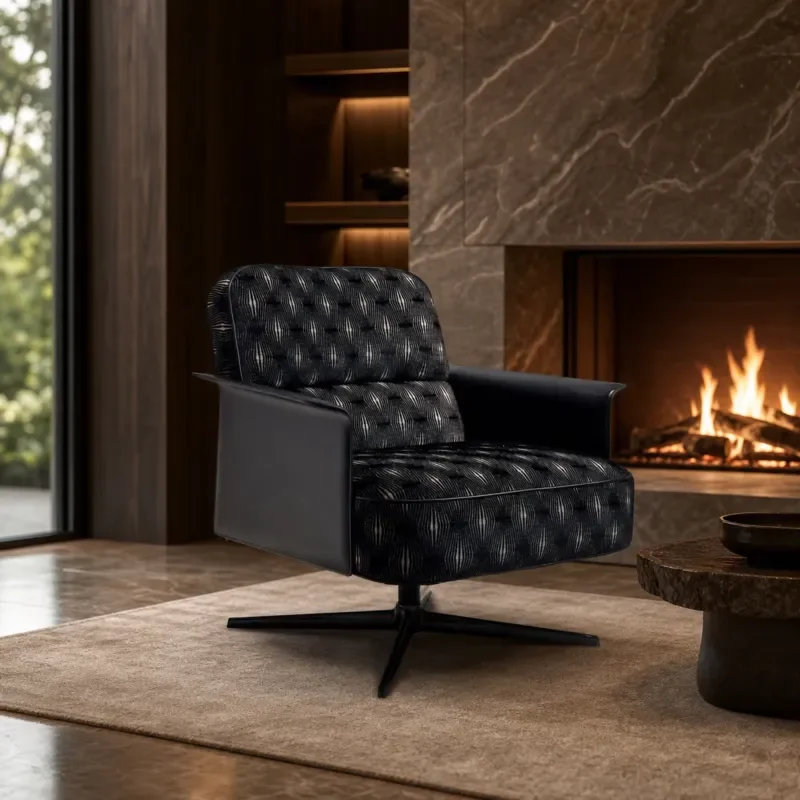 Modern velvet lounge chair with metal frame for living room bedroom home office