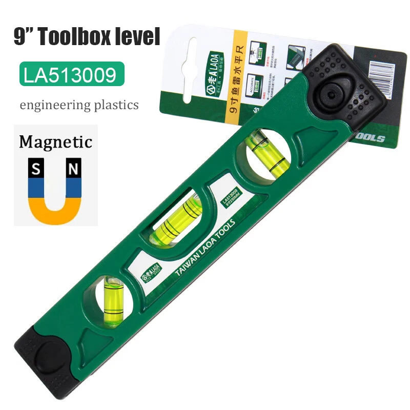 LAOA 9-inch gereedschapskist waterpas Techniek Kunststof Sterk magnetisch waterpas Draagbaar waterpasinstrument