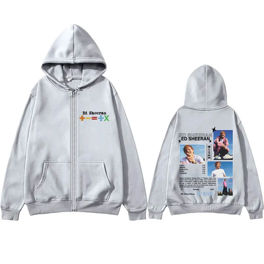 Ed Sheeran European Tour 2025, Reißverschluss-Hoodie für Herren und Damen, Vintage-Stil, lässige Reißverschlussjacke, männliche Mode, übergroße Fleece-Baumwoll-Hoodies
