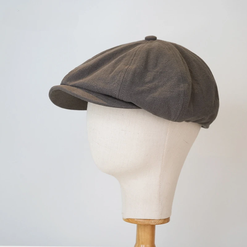 Chapeau octogonal de style britannique pour hommes, chapeau gavroche vintage, étiquette en métal, bord court, devant, beau gentleman décontracté