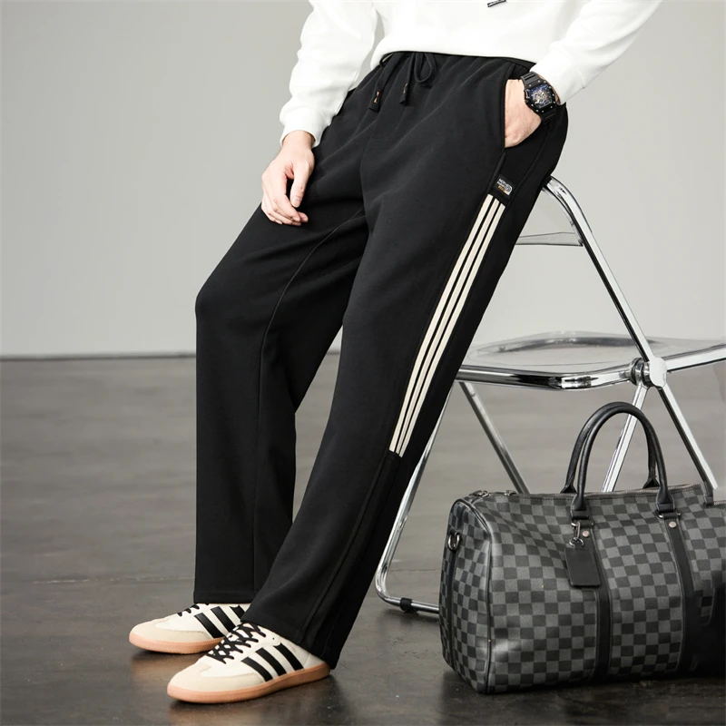 

Men's Black Gray Straight Leg Casual Pants Spring Autumn Trendy Drapey Loose Fit Sports Versatile Large Size Trousers