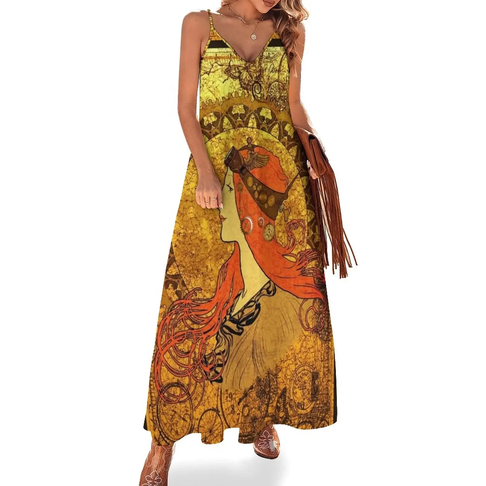 

Steampunk Zodiac (Mucha Homage) Sleeveless Dress Woman clothes cute dress Women's summer suit evening dress women