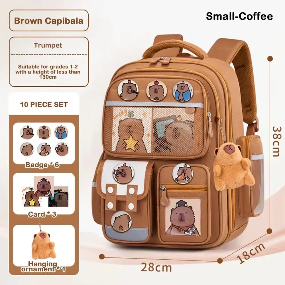 capybara-school-bag-waterproof-backpack-large-capacity-alleviate-burden-protecting-spine-widen-straps-backpack-for-students-gift
