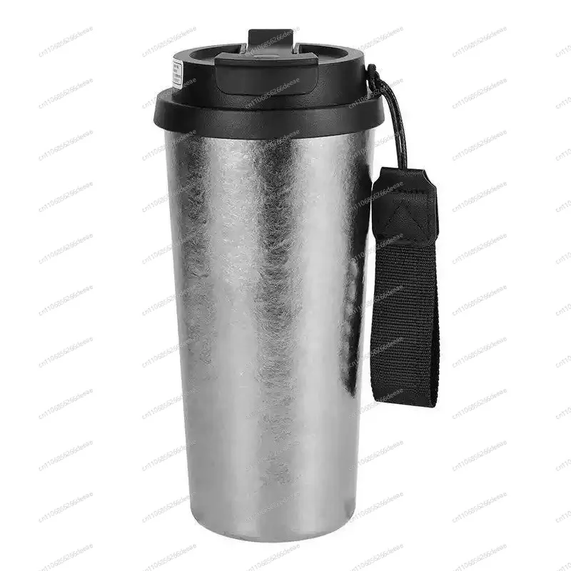 Pure Titanium Insulated Coffee Cup, Elegant Appearance, Double Drinking Lid & Portable Outdoor Structure