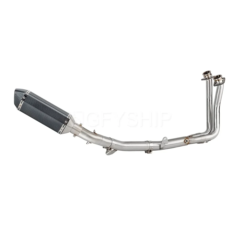Motorcycle Exhaust Muffler Middle and Front Link PipeFull System Accessories Motorcycle For Yamaha R15 2008 2009- 2017 YZF R15