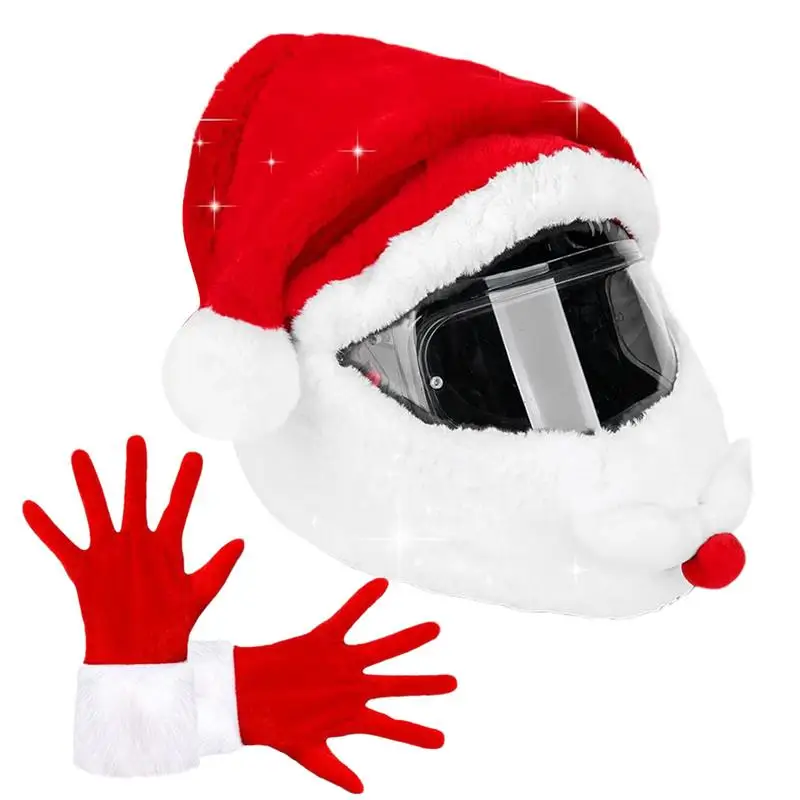 Santa Cycling Helmet Christmas Motorcycle Helmet Cover Full Face Safe Hat Santa Claus Racing Cap Merry Christmas Decor