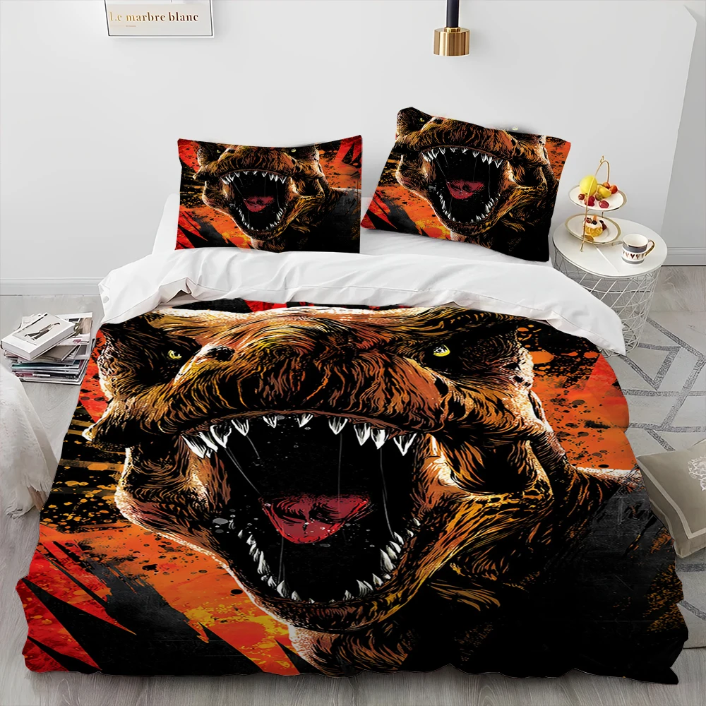 Imagem -06 - Cartoon Dinosaur Ilusão Comforter Bedding Setduvet Cover Bed Conjunto Quilt Cover Fronha Queen Bedding Conjunto For Child Gift 3d