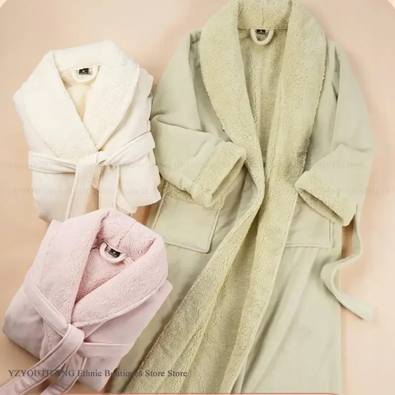 厚手のフランネル女性ロングローブ着物バスローブガウン暖かいサンゴフリース女性パジャマホームドレス秋冬新作ナイトウェア