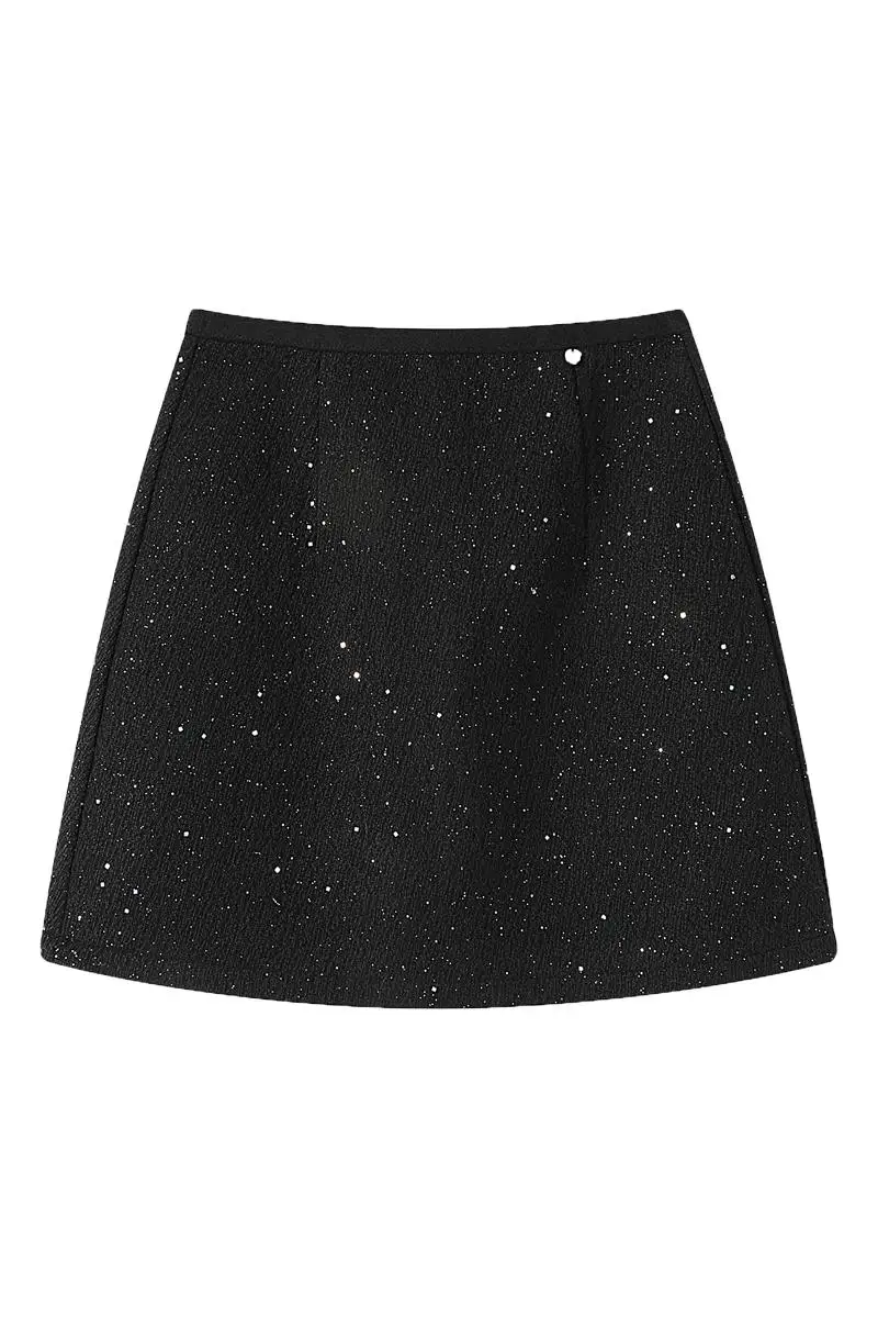 Jesienno-zimowe spódnice damskie z wysokim stanem, w stylu vintage, wełniane, o kroju litery A, z zakładką, nowość 2025, luźne, codzienne, z zamkiem błyskawicznym z tyłu, seksowne mini spódniczki damskie.