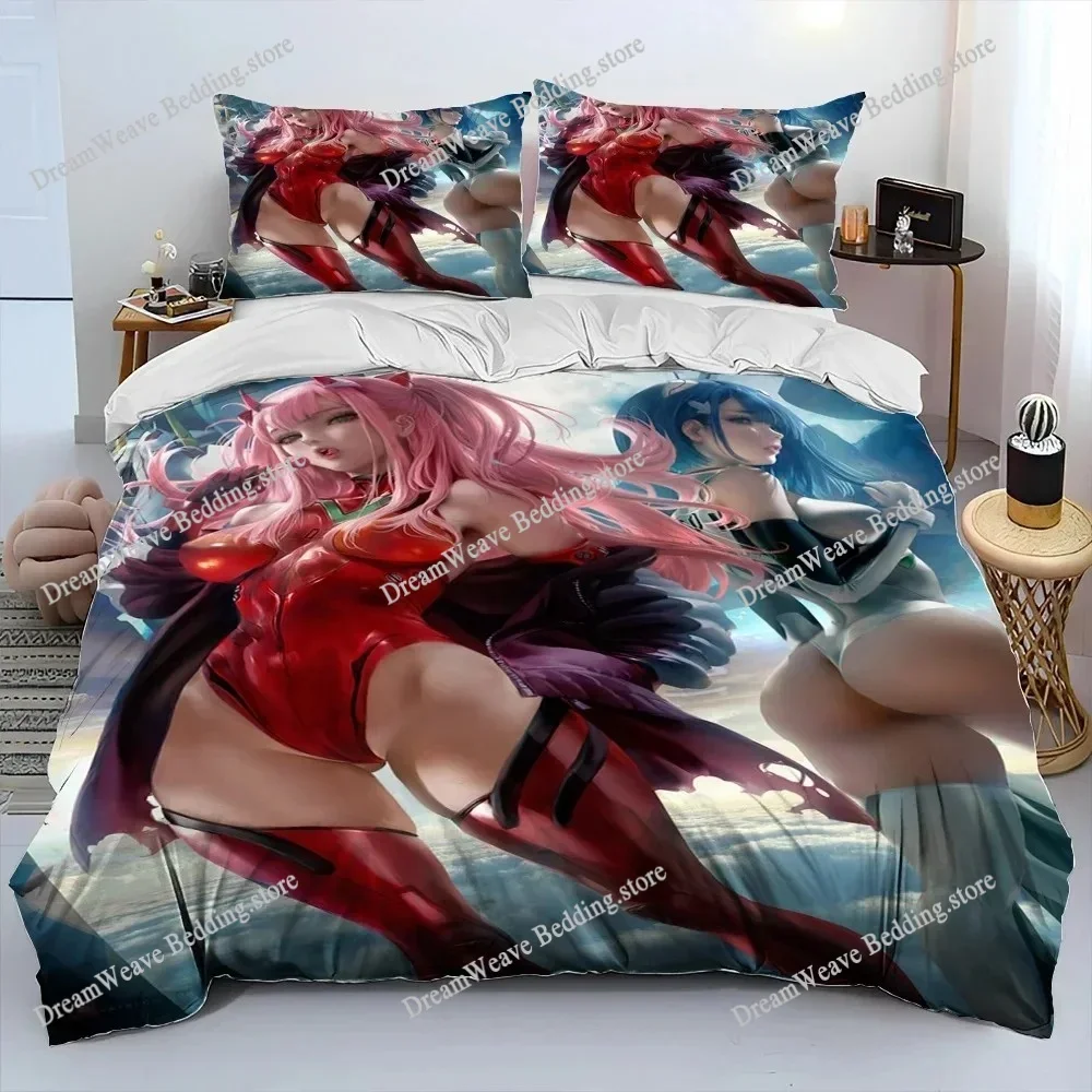 

Zero Two (Darling in The FranXX) 002 Bedding Set Single Twin Full Queen King Size Bed Set Aldult Kid Bedroom Duvet Cover Sets