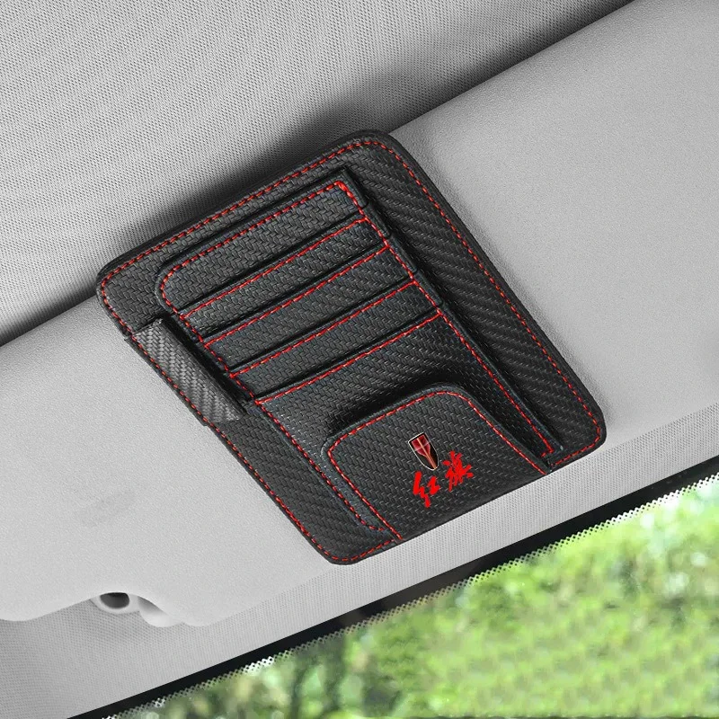 Multi-Pocket Car Sun Visor Organizer Organizer For Hongqi H9 HS5 HS7 H7 HS9 H5 HS3 EHS9 E-HS3 E-QM5 H9+ Interior Accessories