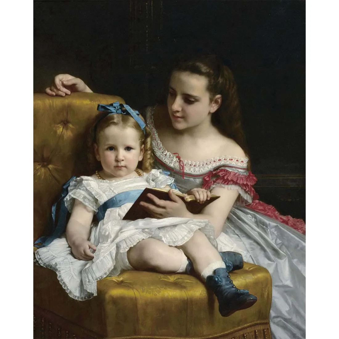 Adolphe William Bouguereau painting,A portrait of Eva and Frances Johnston,Handmade high famous painting reproduction,Room decor