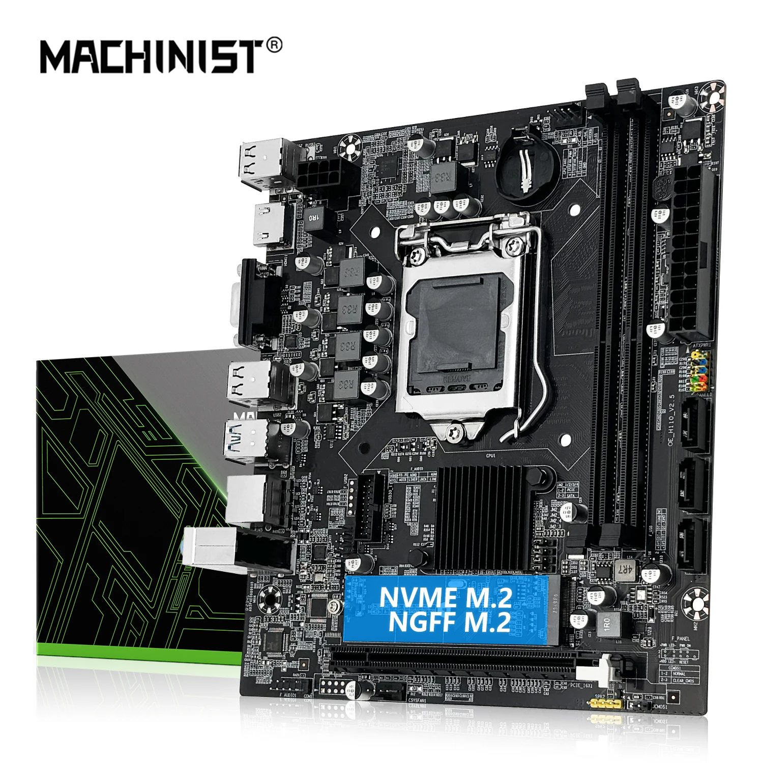 

MACHINIST H110 Motherboard LGA 1151 Processor Support core 6/7/8/9th CPU HDMI-Compatible VGA DDR4 Desktop RAM NVME M.2 NGFF Slot